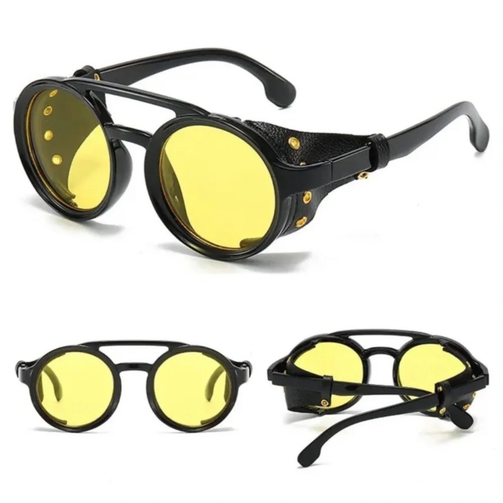 Steampunk Sunglasses Men Round Night Vision Googles Vintage Punk Sun Glasses Bra
